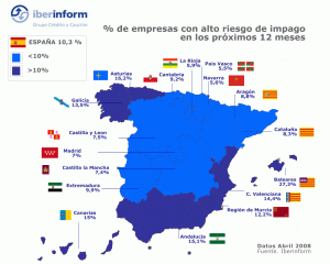 Mapa de morosidad de empresas de España